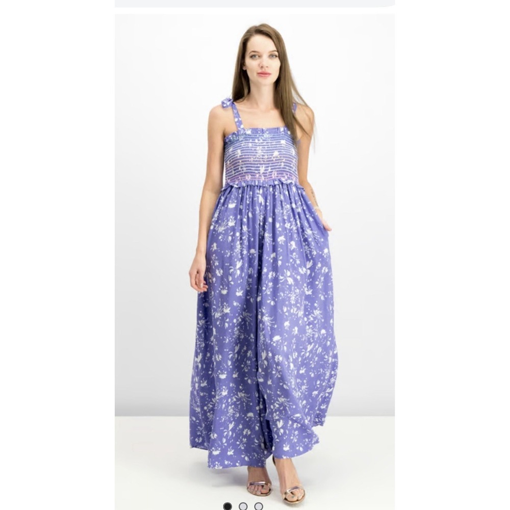 Free People Color My World Jumpsuit‎ Size X-Small Lilac Purple Floral Sleeveless